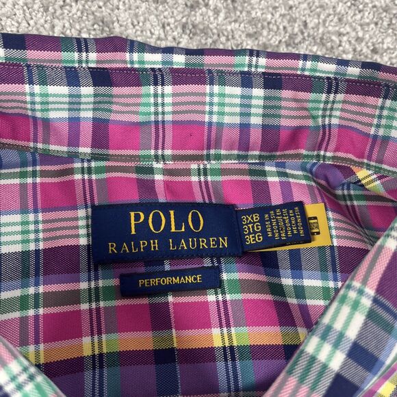 Polo Ralph Lauren Button Down Shirt Mens 3XB Performance Plaid Wicking Cooling - Picture 3 of 15